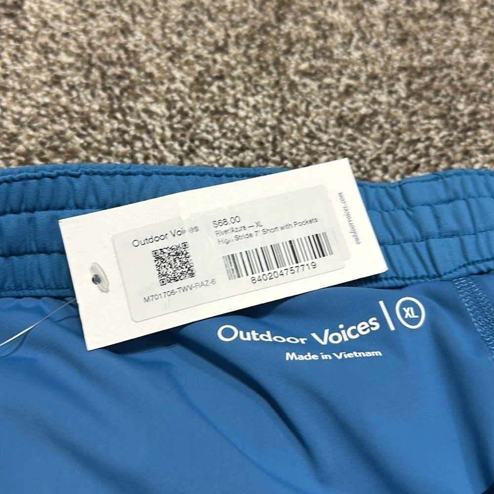 NWT Outdoor Voices high stride 7” short with Pockets river/azure women’s XL - Picture 9 of 14